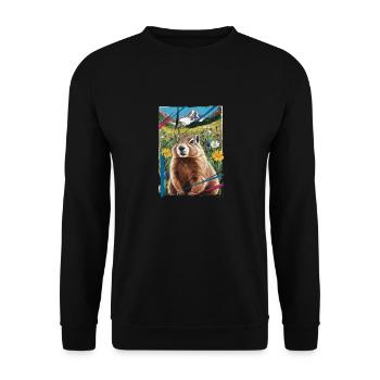 Murmeltier-Naturlandschaft - Unisex Pullover - Schwarz - Vorne - Alina (178cm) & Michal (187cm)