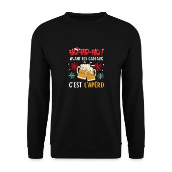 Noël Hohoho avant les cadeaux c est l apéro - Sweat-shirt Unisexe - noir - Devant - Alina (178cm) & Michal (187cm)