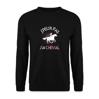 Femme sur cheval équitation - Sweat-shirt Unisexe - noir - Devant - Alina (178cm) & Michal (187cm)
