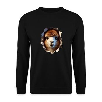Alpaca Head in Hole 3 - Unisex Sweatshirt - black - Front - Alina (178cm) & Michal (187cm)