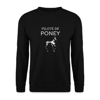 Pilote de poney cheval équitation - Sweat-shirt Unisexe - noir - Devant - Alina (178cm) & Michal (187cm)