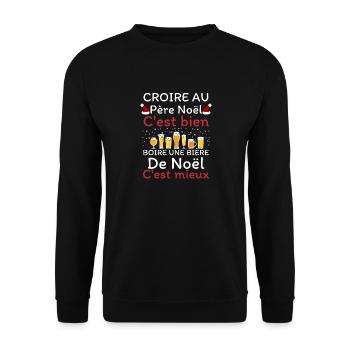 Croire au père Noël cest bien une bière cest mieux - Sweat-shirt Unisexe - noir - Devant - Alina (178cm) & Michal (187cm)