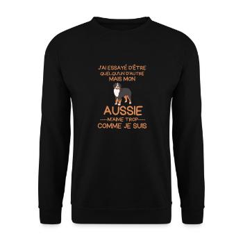 Berger australien aussie m aime trop - Sweat-shirt Unisexe - noir - Devant - Alina (178cm) & Michal (187cm)