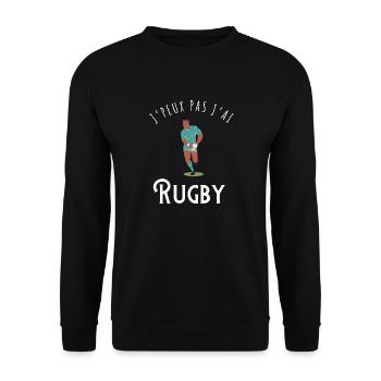 I can't I have rugby - Geschenkidee - Unisex Pullover - Schwarz - Vorne - Alina (178cm) & Michal (187cm)