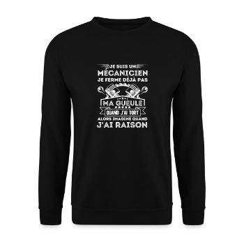 Humour mécanicien mécano - Sweat-shirt Unisexe - noir - Devant - Alina (178cm) & Michal (187cm)