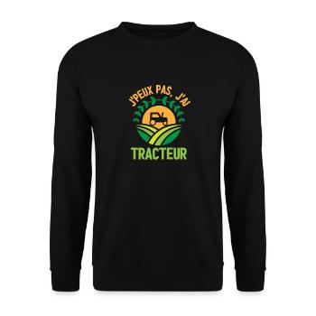 Je peux pas j ai tracteur - Sweat-shirt Unisexe - noir - Devant - Alina (178cm) & Michal (187cm)