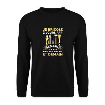 Je bricole trois jours par semaine - Sweat-shirt Unisexe - noir - Devant - Alina (178cm) & Michal (187cm)