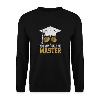Witziges Design für den Masterabschluss - Unisex Pullover - Schwarz - Vorne - Alina (178cm) & Michal (187cm)