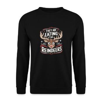 They are eating the reindeers funny Christmas - Unisex Pullover - Schwarz - Vorne - Alina (178cm) & Michal (187cm)