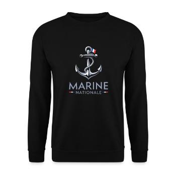 Marine Nationale - Sweat-shirt Unisexe - noir - Devant - Alina (178cm) & Michal (187cm)