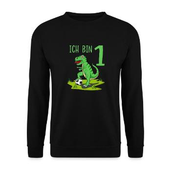 Dinosaur Rex Football 1 Birthday - Unisex Sweatshirt - black - Front - Alina (178cm) & Michal (187cm)