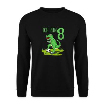Dinosaur Rex Football 8 Birthday - Unisex Sweatshirt - black - Front - Alina (178cm) & Michal (187cm)