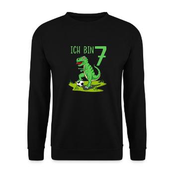 Dinosaur Rex Football 7 Birthday - Unisex Sweatshirt - black - Front - Alina (178cm) & Michal (187cm)
