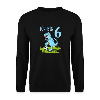 Dinosaur Rex Football 6 Birthday Blue - Unisex Sweatshirt - black - Front - Alina (178cm) & Michal (187cm)