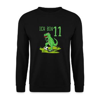 Dinosaur Rex Football 11 Birthday Green - Unisex Sweatshirt - black - Front - Alina (178cm) & Michal (187cm)