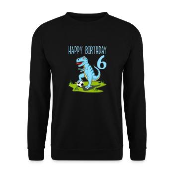 Dinosaur Rex Football 6 Happy Birthday Blue - Unisex Sweatshirt - black - Front - Alina (178cm) & Michal (187cm)