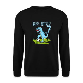Dinosaur Rex Football 7 Happy Birthday Blue - Unisex Sweatshirt - black - Front - Alina (178cm) & Michal (187cm)
