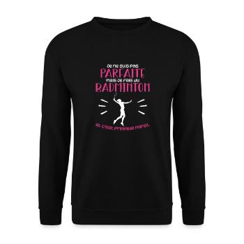 Ich bin nicht perfekt, aber ich spiele Badminton - Unisex Pullover - Schwarz - Vorne - Alina (178cm) & Michal (187cm)
