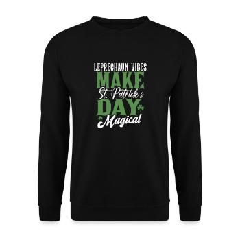 Leprechaun Vibes Make St Patrick's Day Magical - Unisex Sweatshirt - black - Front - Alina (178cm) & Michal (187cm)