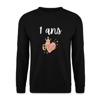 1. 1 year. 1st ANNIVERSARY. 1 YEAR ANNIVERSARY ANNIVERSARY. ANNI - Unisex Sweatshirt - black - Front - Alina (178cm) & Michal (187cm)