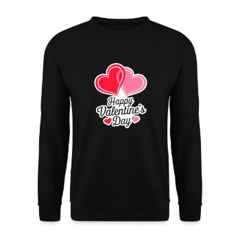 Happy Valentine's Day T-Shirt, Love Gift, Heart - Unisex Sweatshirt - black - Front - Alina (178cm) & Michal (187cm)