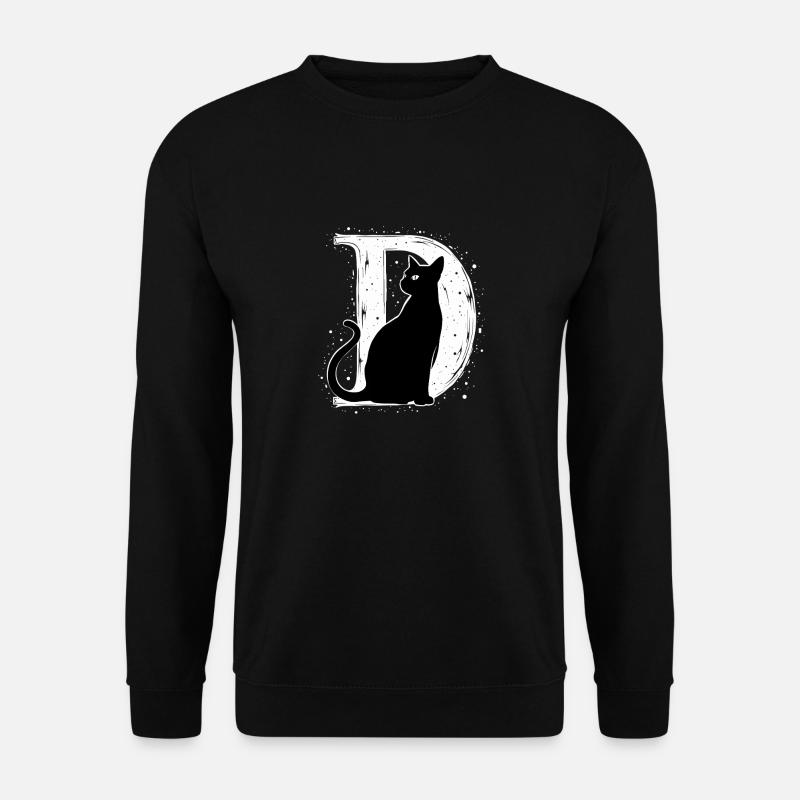 Buchstabe D mit Katze - Unisex Pullover - Schwarz