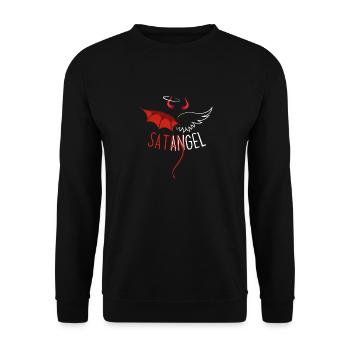 SatAngel - Satan and Angel - half Devil half Angel - Unisex Sweatshirt - black - Front - Alina (178cm) & Michal (187cm)