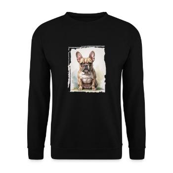 Portrait Bouledogue Français - Sweat-shirt Unisexe - noir - Devant - Alina (178cm) & Michal (187cm)