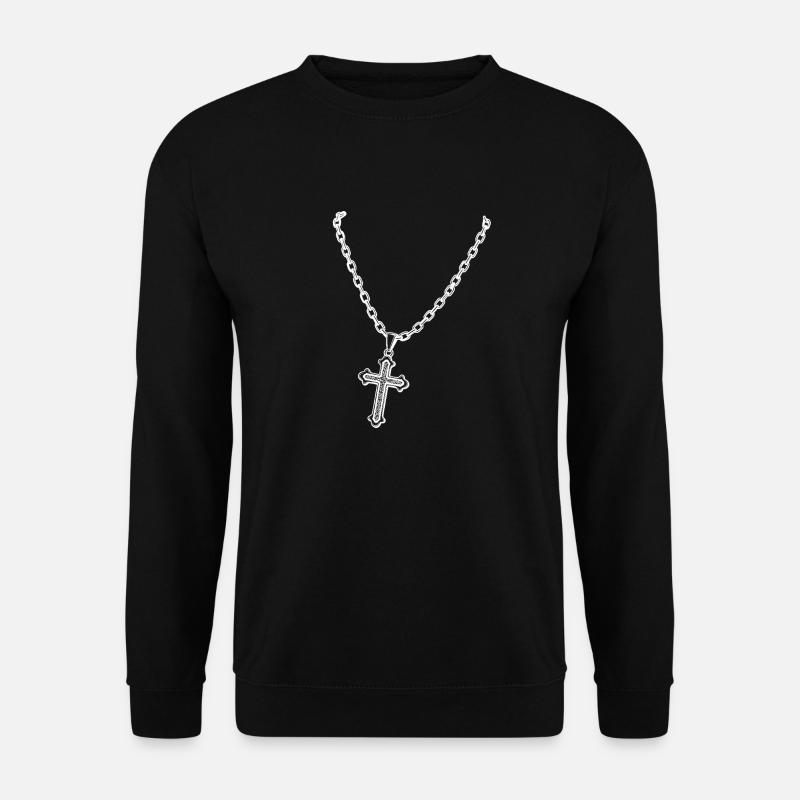 Collier avec croix - Sweat-shirt Unisexe - noir