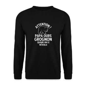 Papa Ours grognon 1 - Sweat-shirt Unisexe - noir - Devant - Alina (178cm) & Michal (187cm)