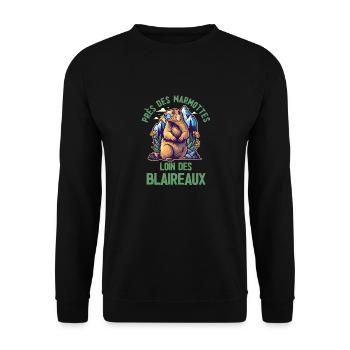 Humour marmotte - Sweat-shirt Unisexe - noir - Devant - Alina (178cm) & Michal (187cm)