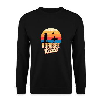 Nordsee Küste – Wellen, Wind und Freiheit - Unisex Pullover - Schwarz - Vorne - Alina (178cm) & Michal (187cm)