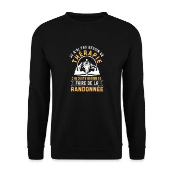 Pas besoin de therapie juste faire de la randon - Sweat-shirt Unisexe - noir - Devant - Alina (178cm) & Michal (187cm)