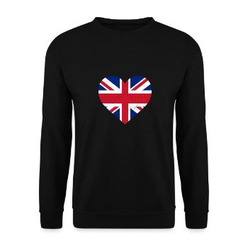Royaume-Uni Chemise de drapeau de coeur - Chemise Brittish - Sweat-shirt Unisexe - noir - Devant - Alina (178cm) & Michal (187cm)