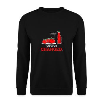 Tomate Ketchup Lustiges Tomayra Grafikdesign - Unisex Pullover - Schwarz - Vorne - Alina (178cm) & Michal (187cm)