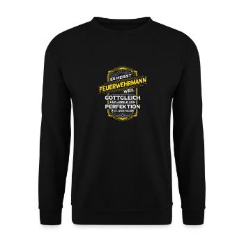 Feuerwehrmann - Unisex Pullover - Schwarz - Vorne - Alina (178cm) & Michal (187cm)