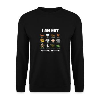 VEGAN VEGETERIAN I AM NOT ANIMAL T SHIRT - Unisex Pullover - Schwarz - Vorne - Alina (178cm) & Michal (187cm)