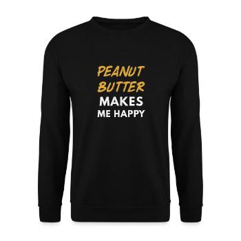 Peanut Butter Makes me happy - Erdnuss Butter Tee - Unisex Pullover - Schwarz - Vorne - Alina (178cm) & Michal (187cm)