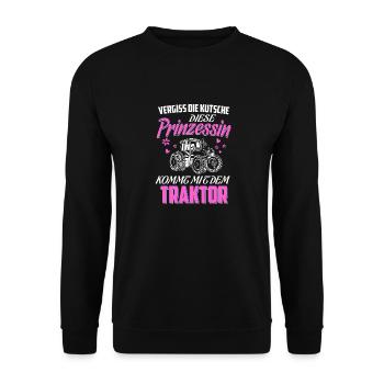 Landwirtschaft diese Prinzessin kommt mit Traktor - Unisex Pullover - Schwarz - Vorne - Alina (178cm) & Michal (187cm)