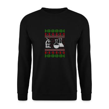 chemistry experiment ugly christmas jumper - Unisex Pullover - Schwarz - Vorne - Alina (178cm) & Michal (187cm)