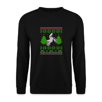 dirtbike motorcross ugly christmas - Unisex Sweatshirt - black - Front - Alina (178cm) & Michal (187cm)