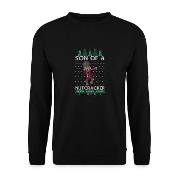 Tamponnant Fils d'un casse-noix Cadeaux de Noël laids chandail - Sweat-shirt Unisexe - noir - Devant - Alina (178cm) & Michal (187cm)