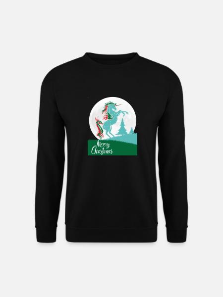 Einhorn Frohe Weihnachten Shirt Geschenk - Unisex Pullover - Schwarz