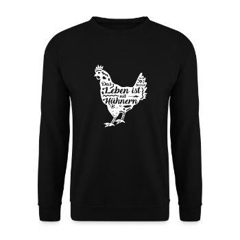 Huhn | Henne | Das Leben ist besser mit Hühnern - Unisex Pullover - Schwarz - Vorne - Alina (178cm) & Michal (187cm)