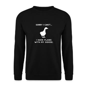 Gans | Gänse | Weihnachtsgans | lustig | Geflügel - Unisex Pullover - Schwarz - Vorne - Alina (178cm) & Michal (187cm)