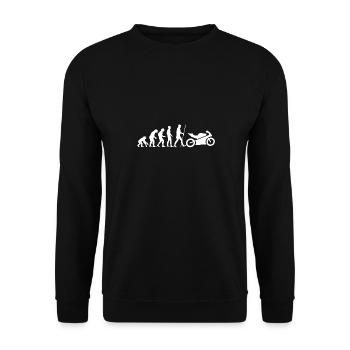 Die Evolution der Menschheit ist das Motorrad - Unisex Pullover - Schwarz - Vorne - Alina (178cm) & Michal (187cm)