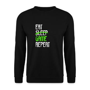 EAT SLEEP GAME REPEAT - Unisex Sweatshirt - black - Front - Alina (178cm) & Michal (187cm)