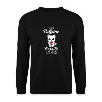 Cats - Coffee - Swearing - Gift - Unisex Sweatshirt - black - Front - Alina (178cm) & Michal (187cm)