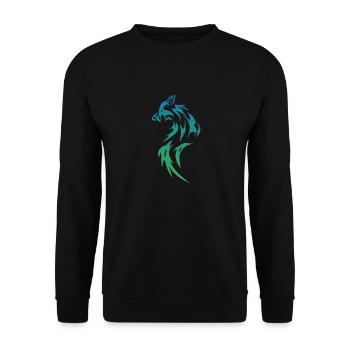 Beau motif tatouage tribal à deux tons loup - Sweat-shirt Unisexe - noir - Devant - Alina (178cm) & Michal (187cm)