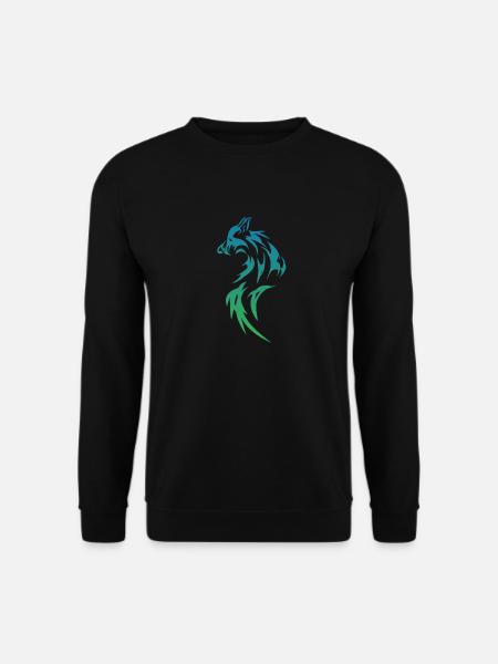 Schönes zweifarbiges Tribal Tattoo Motiv Wolf - Unisex Pullover - Schwarz